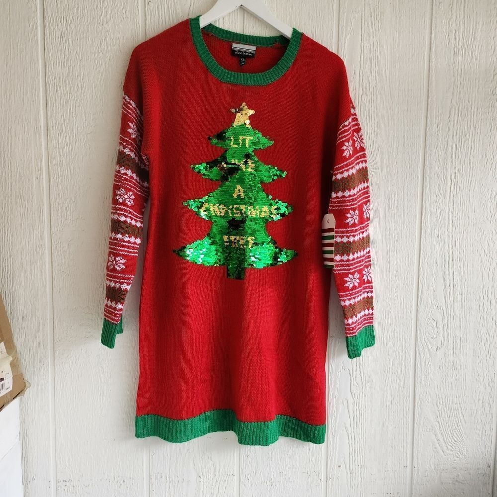 NWT Womens Red Ugly‎ Christmas Sweater Dress